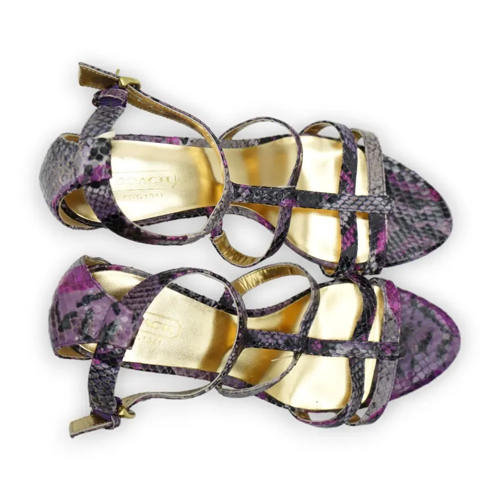 COACH Shoes Purple/Pink‎ Python Strappy Heels Size 6B Women's